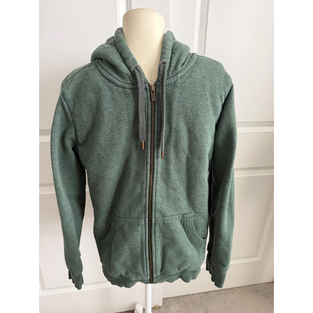 LL Bean Sherpa Lined Full Zip Hoodie Green Heather Sweatshirt Cabincore Gorpcore